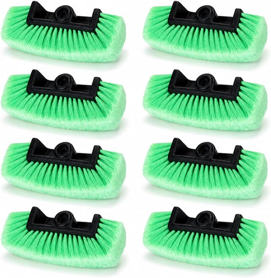 Vesici 8 Pcs Car Wash Brush Head with Soft Detailing Bristle Flow Thru Car Cleaning Brush Exterior Cars Wash Equipment for Auto Truck RV Boat Camper Washing, 10 Inch (Green)