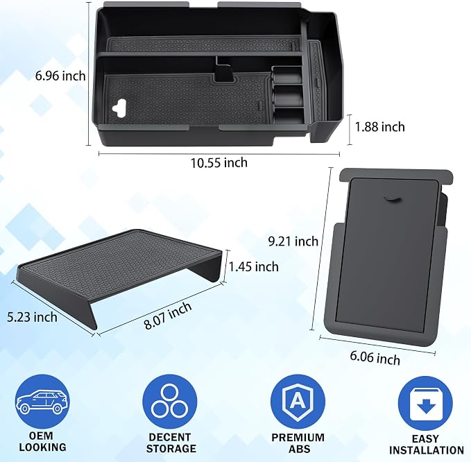 Center Console Organizer for 2023-2025 Honda CR-V, Armrest Storage Tray with Magnetic Hidden Organizer Charging Station Caddy, ABS Car Interior Accessories OEM Style Leather Texture-3PCS