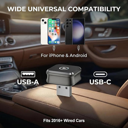 Wireless CarPlay Adapter, 2-in-1 for Android Auto, Gunmetal | Skip the phone cable after setup and use factory-wired CarPlay or Android Auto wirelessly on daily drives