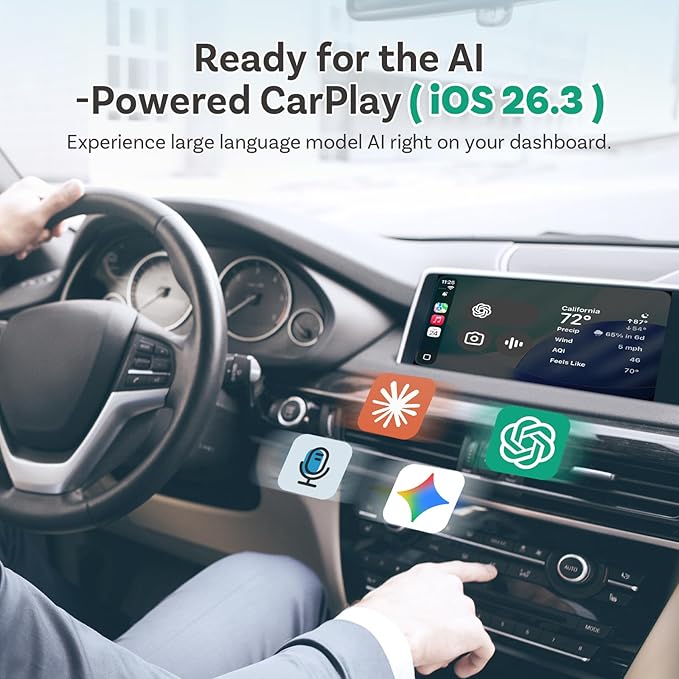 OTTOCAST Mini Pico (2026 Version) Wireless 2-in-1 CarPlay & Android Auto Adapter, Plug & Play Dongle for iPhone & Android, Auto Connect, One-Tap Disconnect,Wi-Fi 6 & Bluetooth 5.4 for Low-Latency