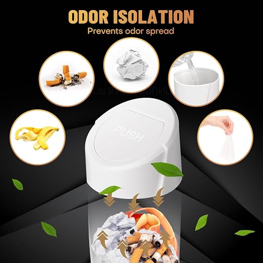 Car Trash Can Bin with Lid - 2 Packs Car Garbage Can Cup Holder - White Mini Leakproof Vehicle Trash Garbage Can Bin with 40pcs Trash Bags-Car Organizers and Storage for Front Back Seat Accessories
