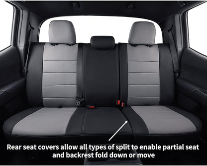 coverdream Tacoma Leather Seat Covers Custom Fit for 2024-2026 Toyota Tacoma Hybrid TRD Sport,TRD Off-Road,Limited,Trailhunter,Fully Covered,Luxury Waterproof Car Seat Protector (Full Set,Black/Gray)
