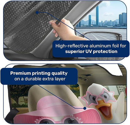 GENANY Duck Windshield Sun Shade for Car SUV Truck (55x30 Inches), Front Window Visor for Windows, Protector Blocks UV