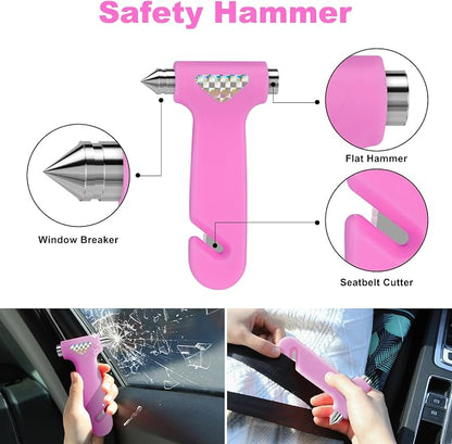 Car Roadside Safety Kit - 129pcs Pink Winter Emergency Road Side Assistance Kits Auto Essential Kit for Men, Women, Teen