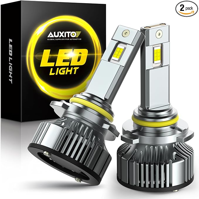 AUXITO 9006 Bulb, 900% Brighter, 1:1 Mini Size No Adapter Needed, 5 Min Quick Install, No Flicker, 99% Compatibility, Pack of 2