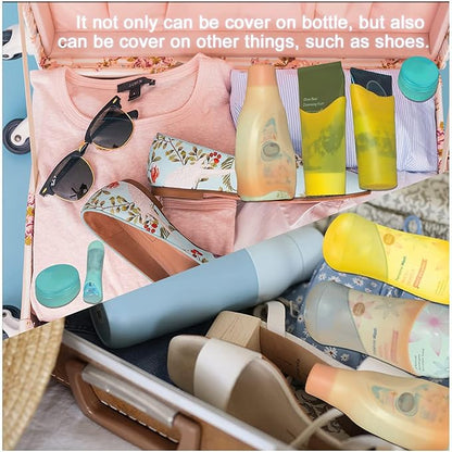 TRANOMOS Silicone Bottle Covers Travel Essentials for Women Men, Beach Vacation Essentials, Travel Size Toiletries Accessories, Cruise Ship Essentials 2026, Must Haves, Leak Proofing