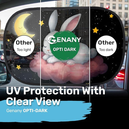 GENANY 2pcs Sleeping Rabbit Window Sun Shade for Sedan SUV Truck (21x14 Inches), Sun Shades for Side Window, Accessories for Kids, Baby Window Shades, Summer Car Decor
