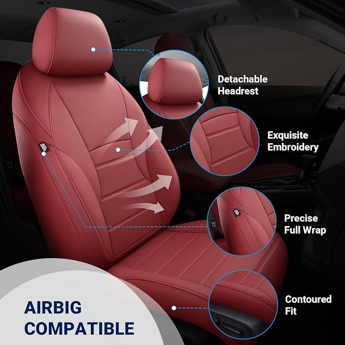 Custom for Honda Accord Seat Covers 2023 2024 2025 2026 EX,SE,EX-L,Sport-L,Touring & 2023-2026 (Hybrid) Sport,Touring,EXL,Sport-L, (Rear Row W/40/60 Split Backrest) - Burgundy