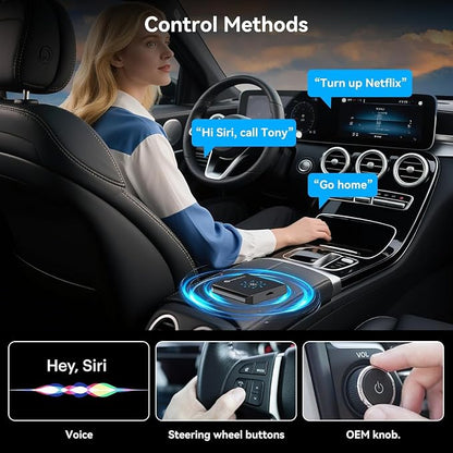 Magic CarPlay AI Box, Wireless CarPlay & Android Auto Adapter with Netflix/YouTube/TikTok, Plug & Play, Car Play Wireless Adapter Compatible with iPhone 7+/iOS 10+ & Android 11+