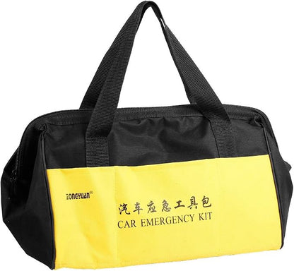 Ruilogod Black Yellow Nylon Zip up Emergency Kit Handbag for Auto Car