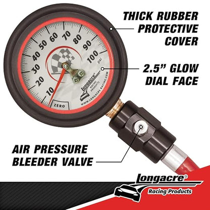 Longacre 52-52053 Tire Pressure Gauge, 2-1/2 Inch, 0-100 PSI
