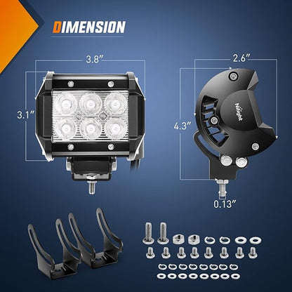 Nilight 4 inch Led Light Pod Green Spot Driving Fog Lights 2PCS 18W Off Road Fishing Hunting Emergency Safety Signal Deck Trailer Hunting Lighting for UTV Pick-up Van Boat Tractor