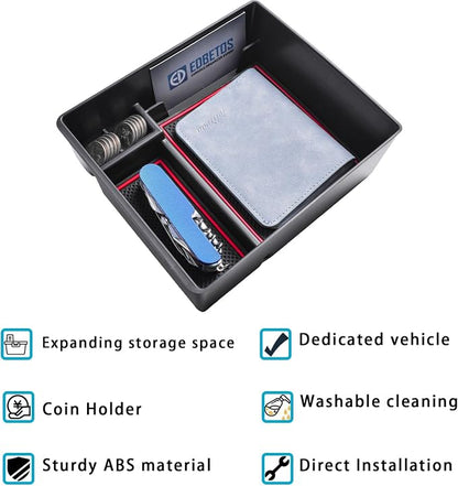 EDBETOS Acadia Center Console Organizer Tray Compatible with GMC Acadia Accessories 2017-2023, SL SLE SLT AT4 Denali Armrest Box Insert Tray Interior Secondary Armrest Storage Box,ABS Red Trim