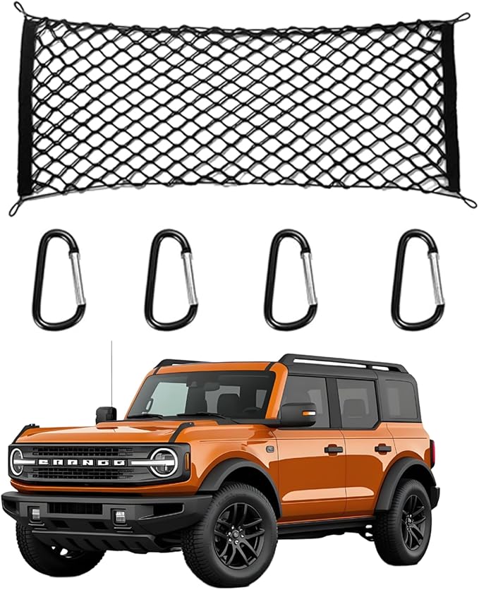 for Ford Bronco Sport Envelope Style Truck Bed Cargo Net - Fits 2013-2024 2025 2026 Bronco Sport Accessories Cargo Net for Pickup Truck Bed - Heavy Duty Carabiners