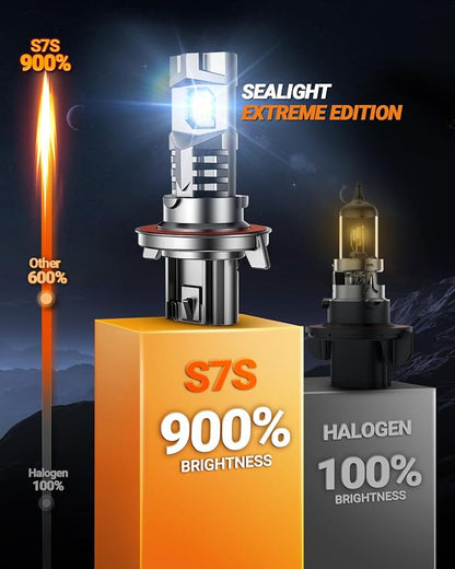SEALIGHT 9008 Fog Lamps or DRL 60000LM 9×Brightness High Power for Uber, 2025 Version, S7S Series Wireless H13 Bulbs Water Proof 10 Years Lifespan- Pack of 2