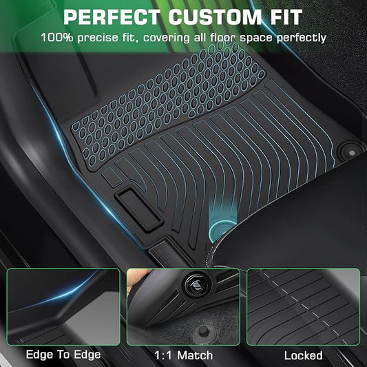Floor mats & Cargo Liner for Kia EV6 2024 2023 2022, All Weather TPE Custom Fit Floor Liners Full Sets Car Mats & Trunk Liner Accessoires for EV6 Anti-Slip & Durable, Black
