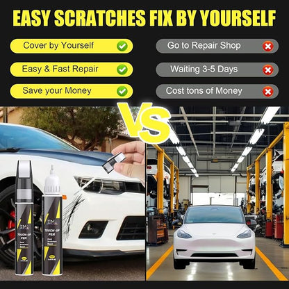 Car Touch Up Paint(Pearl White Multi-Coat(PPSW)) for Tesla, 2 in 1 Car Scratch Remover with Pen Tip and Brush, Exact Color-Matched for Car Paint Scratch Repair, Quick & Easy Fix Chips and Nicks