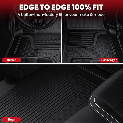 LASFIT Floor Mats for Ram 1500 2013-2018 & 1500 Classic 2019-2024 Quad Cab Bench Seat(Not for Bucket Seat/Crew Cab/New Body), All Weather TPE Custom Fit Car Mats Floor Liners 1st & 2nd Row, Black