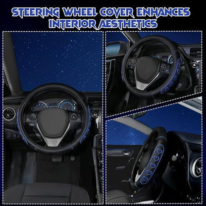Ventilated Heart-Shaped Steering Wheel Cover with Anti-Slip Leather Grip. Compatible with Ford, Toyota, Honda, Nissan, and Chevrolet Vehicles for 14.5-15.2 inch Round Steering Wheels.