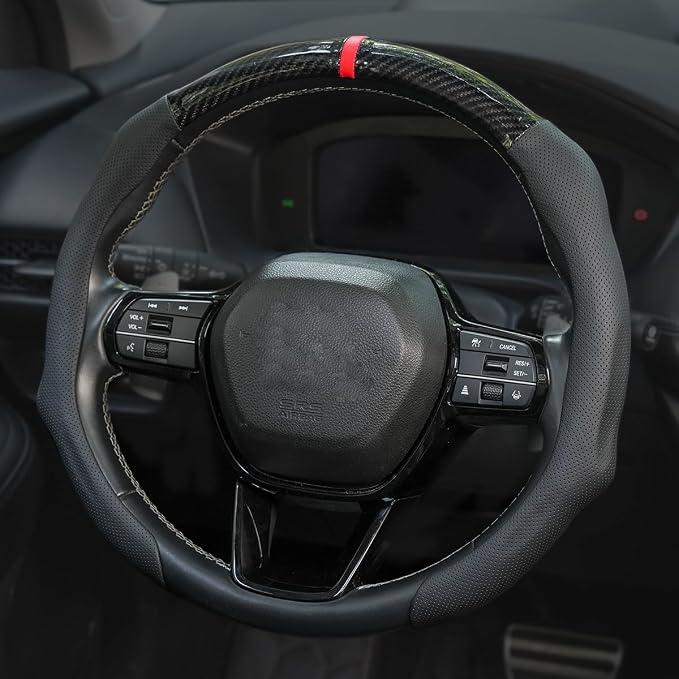 Car Steering Wheel Cover Napa Leather Non Slip Vehicle Steering Wheel Cover Protector, Quick Install Comfy Automotive Interior Decor, Universal fit 14½ to 15 inches Car Pickup SUV 14.5 to 15 inches