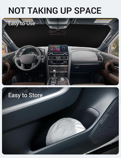 Proadsy Windshield Sun Shade for Nissan Pathfinder 2026 2025 2024 2023 2022 Foldable Front Sunshade Protector Sun Visor Blocks UV Rays Keep Car Cooler