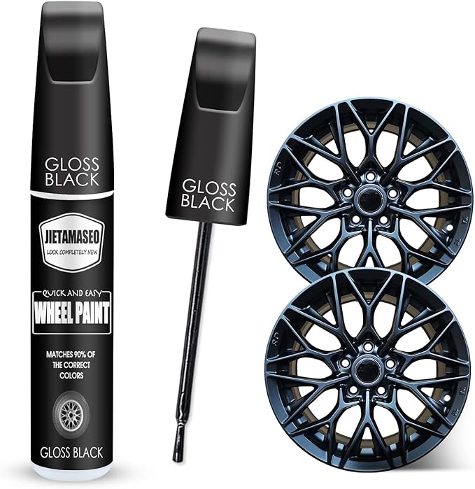 Gloss Black Rim Touch Up Paint - Wheel Repair Kit Curb Rash, Quick And Easy Wheel Scratch Repair, Rim Paint For Car Wheel Repair (Gloss Black)