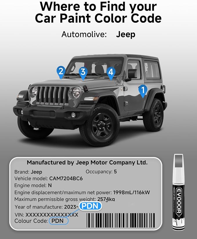 PDN Sting Gray Touch Up Paint Compatible with JeepExact Match 2 in 1 Touch up Paint for Chips and Nicks Repair