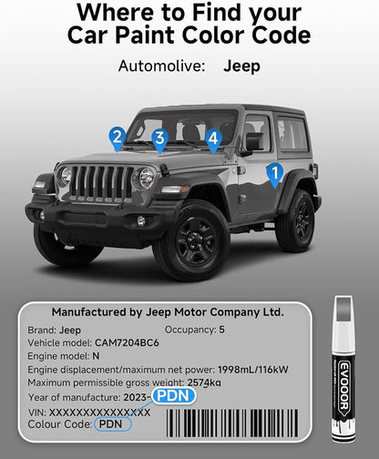 PDN Sting Gray Touch Up Paint Compatible with JeepExact Match 2 in 1 Touch up Paint for Chips and Nicks Repair