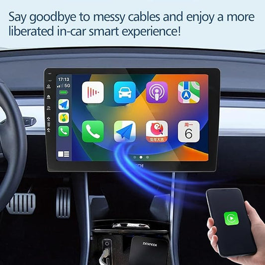 2-in-1 Wireless CarPlay & Android Auto Adapter - Upgraded Car Play Mini Wired to Wireless Adapter | Plug & Play, Stable Connection No Latency for iPhone＆Android,Orange