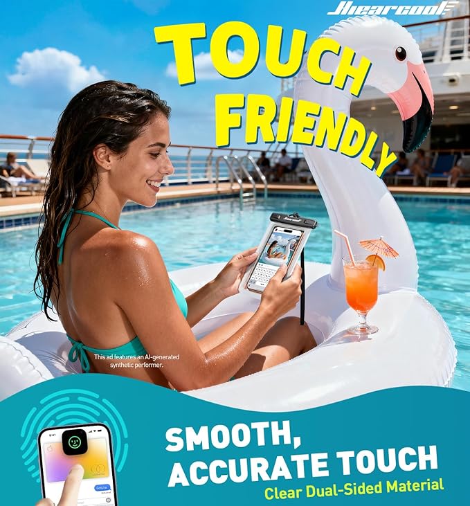 Hiearcool Waterproof Phone Pouch, Waterproof Phone Case with Crossbody Lanyard Compatible for iPhone 17 16 15 14 13 Pro Max Up to 8.9", Cellphone Dry Bag Travel Essentials for Beach -Clear-2Pack