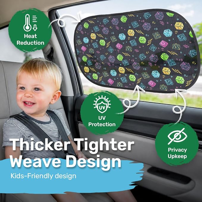 GENANY 2pcs Dragons Window Sun Shade for Sedan SUV Truck (21x14 Inches), Sun Shades for Side Window, Accessories for Kids, Baby Window Shades, Summer Car Decor