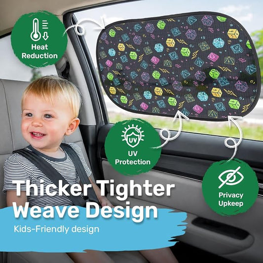 GENANY 2pcs Dragons Window Sun Shade for Sedan SUV Truck (21x14 Inches), Sun Shades for Side Window, Accessories for Kids, Baby Window Shades, Summer Car Decor