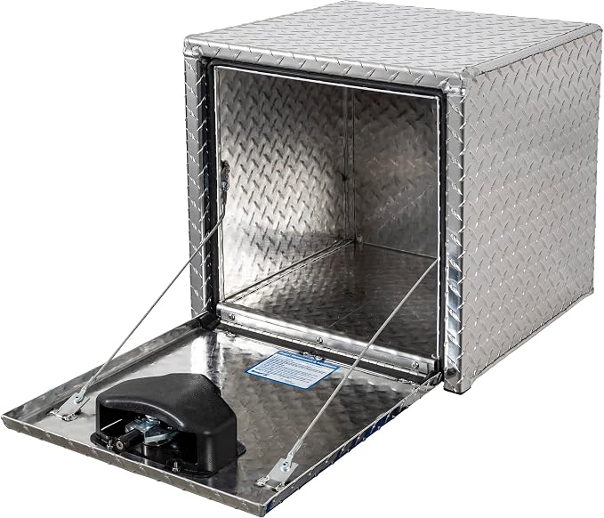 Buyers Products 1705101 Diamond Tread Aluminum Underbody Truck Tool Box, 18 x 18 x 18, Made in USA, .100 in. Thick, Corrosion Resistant, Locking Compression Latch, Secure Storage for Work Trucks