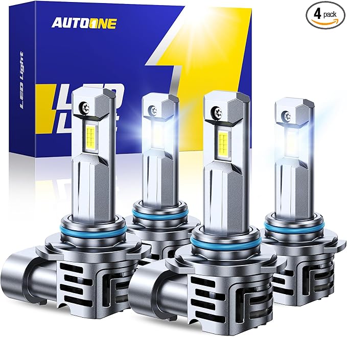 AUTOONE 9005/HB3 9006/HB4 LED Bulbs Combo, 80000LM 900% Ultra-Bright, 6500K White Real 1:1 Mini Size Halogen Replacement Accessory Fog Light, Non-Polarity Plug and Play, Pack of 4