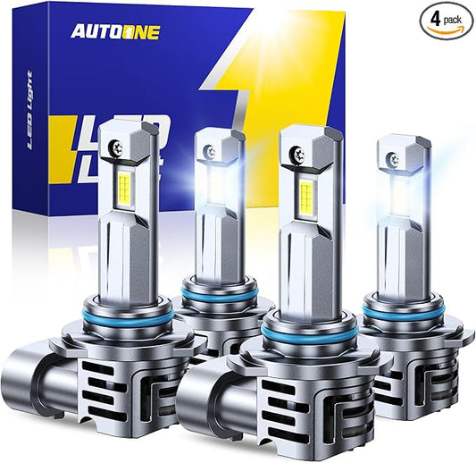 AUTOONE 9005/HB3 9006/HB4 LED Bulbs Combo, 80000LM 900% Ultra-Bright, 6500K White Real 1:1 Mini Size Halogen Replacement Accessory Fog Light, Non-Polarity Plug and Play, Pack of 4