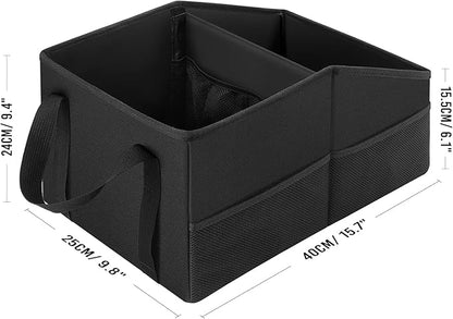 Car Organizer - Automotive Organizer for Front And Back Seat or Floor, Car Caddy Organizer with Divide, Handles and Multiple Mesh Pockets