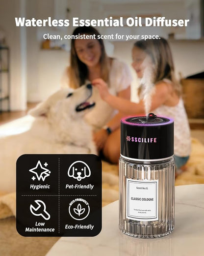 Smart Car Air Freshener Diffuser, Auto On/Off Car Aroma Diffuser, 4 Mist Modes, 130ml Long Lasting Rechargeable Oil Freshener, Up to 130 Days Use, RGB Music Sync Light, Star Light-Cologne