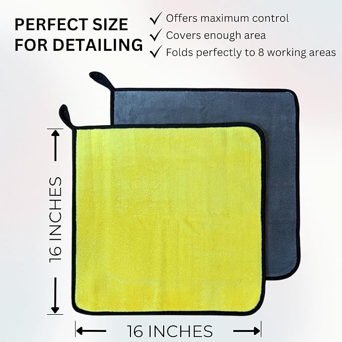 The Pro Stuff® Car Detailing Microfiber Towels - 600 GSM Thick Plush Auto Towels | Super Soft Dual-Sided for Cleaning, Washing, Buffing | Tagless, Scratch-Free, Lint Free Cloth (16"x16") (3)