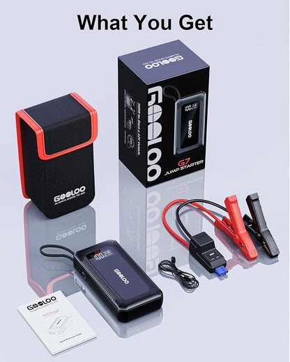 GOOLOO G7 3000A Jump Starter with Built-in Cable,Portable Jump Starter for 45W Fast Charging,12V SuperSafe Lithium Jump Box, Battery Booster Pack Up to 8.5L Gas or 6.0L Diesel Engine