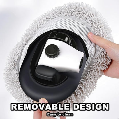 Car Wash Mop with Long Handle 15° Curved Extension Microfiber Scratch-Free Car Wash Brush with 1300GSM Thickened Drying Towel & Soft Bristle Tire Brush Complete Car Wash Kit (White & Grey)