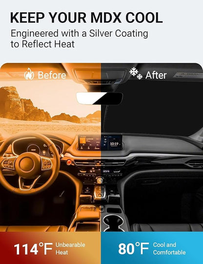 Proadsy Windshield Sun Shade for Acura MDX 2022-2025 2026 4-Layer Foldable Front Sunshade Protector Sun Visor Blocks UV Rays Keep Car Cooler Accessories