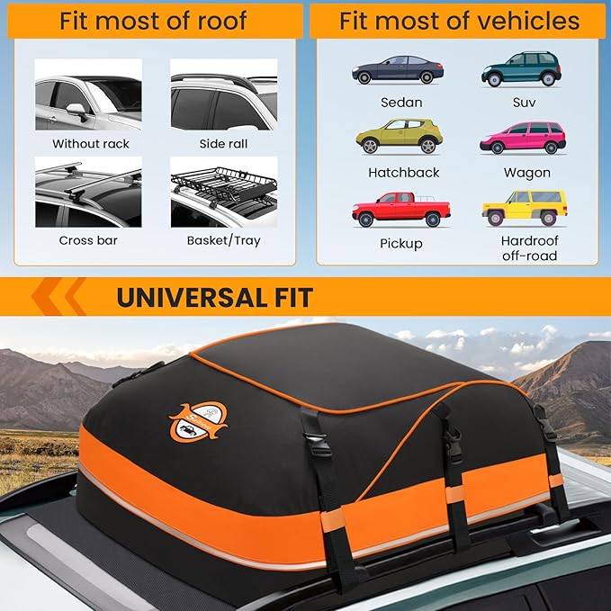 Sailnovo Rooftop Cargo Carrier, 20 Cubic Feet Soft-Shell Cargo Carrier for Top of Vehicle with/Without Roof Rack, Waterproof Car Roof Cargo Carrier with Anti-Slip Mat, Reinforced Straps, Door Hooks