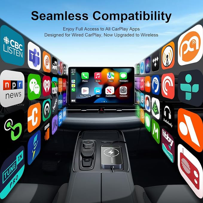 Wireless CarPlay Adapter with Magnetic 15W Fast Charging for iPhone 17/16/15/14/13/12 Series – Wired to Wireless CarPlay Converter, Auto-Connection Plug & Play