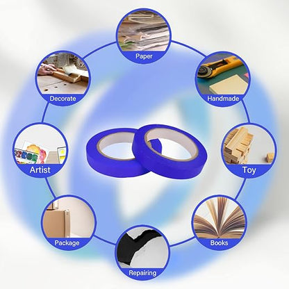 6 Rolls Fine Line Tape 1/16, 1/8, 1/5, 2/5, 1/2, 3/4 Inch x 55 Yard Fineline Masking Tape Painter Adhesive Automotive for DIY Car Auto Paint (Blue, Mixed Sizes)