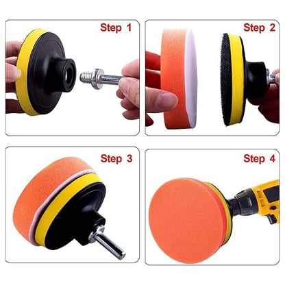 13PCS Buffing Pads 7 Inch Car Polishing Pads Kit Car Foam Sponge Pads Wool Bonnet Pads Auto Body Repair Pad for Waxing Buffing Sealing Glaze (7 Inch 13PCS)