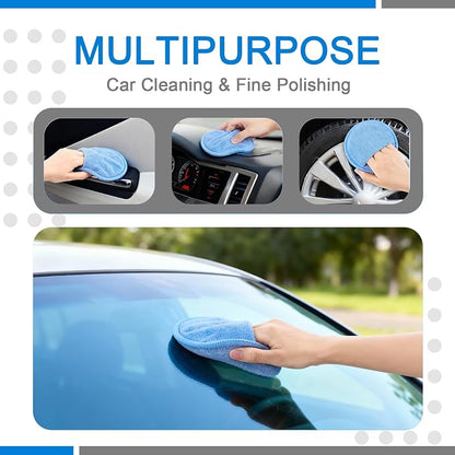 6PCS Wax Applicator Pads, 5" Microfiber Applicator Pad with Finger Pocket, Foam Buffing Pad for Car Detailing & Cleaning