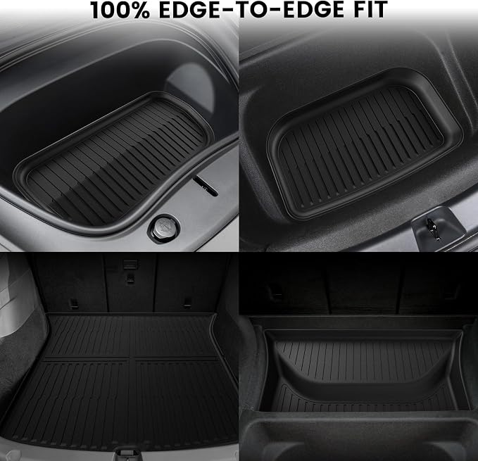 LASFIT 4PCS Front, Rear Trunk Mat & Cargo Mat for Tesla Model Y Juniper 2025 2026, Custom Fit TPE All Weather Cargo Liners Accessories (Not Fit Standard Range)