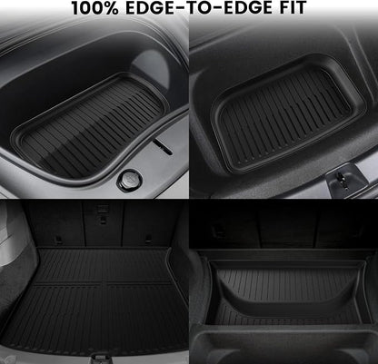 LASFIT 4PCS Front, Rear Trunk Mat & Cargo Mat for Tesla Model Y Juniper 2025 2026, Custom Fit TPE All Weather Cargo Liners Accessories (Not Fit Standard Range)