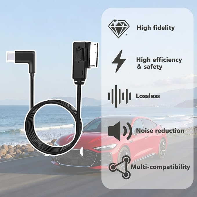 HAIN Car Music Interface AMI Adapter Type C Aux Cable for A3 A4 A5 A6 A8 for 17 17 Pro 17 Pro Max Air 16 Pro 16 Pro Max 15 15 Plus 15 Pro 15 Pro Max Pixel 4 4XL 3 2 XL Galaxy S1