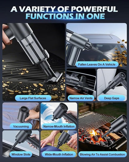 Handheld Car Vacuum Cleaner, 15000PA Car Vacuum Cleaner and Air Duster, High Power Handheld Vacuum Cordless Rechargeable with Multi-Nozzles, Portable Mini Vacuum for Cars Home Office (Black)